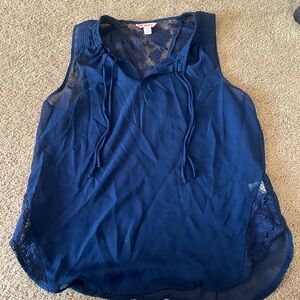 Sheer Lace Blue Blouse